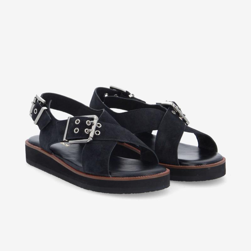 SIGUI CROSS SANDAL W - SUEDE - BLACK